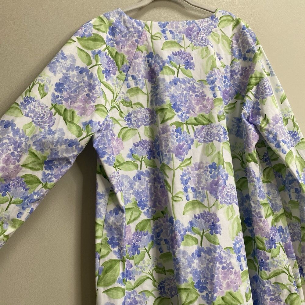 Hill House Blue Hydrangea Print The Artemis Bell Sleeve Shift Dress Size Large - Picture 13 of 16